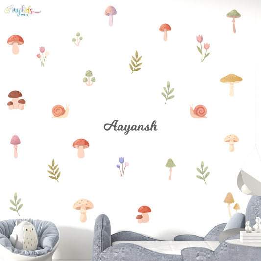 Woodland Mushrooms & Floral Personalized Wall Stickers