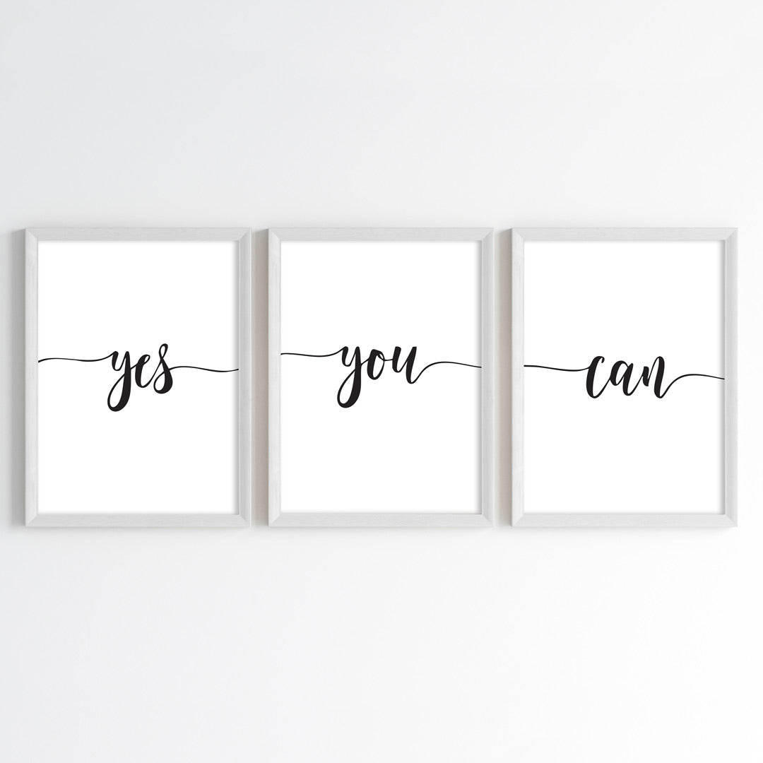 Yes You Can Wall Art (Framed Set of 3)