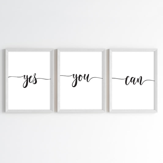 Yes You Can Wall Art (Framed Set of 3)