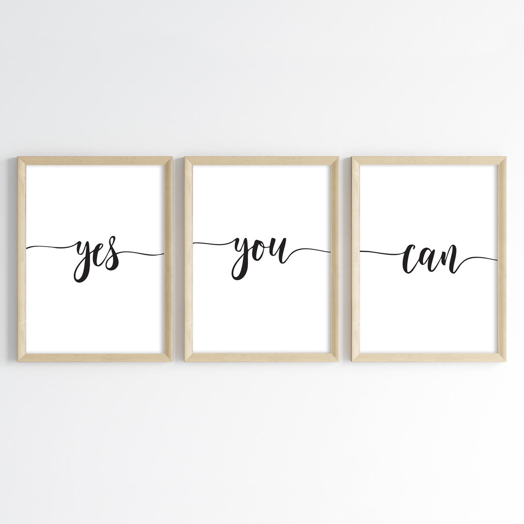 Yes You Can Wall Art (Framed Set of 3)