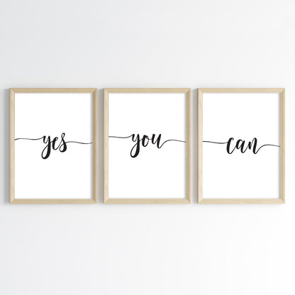 Yes You Can Wall Art (Framed Set of 3)