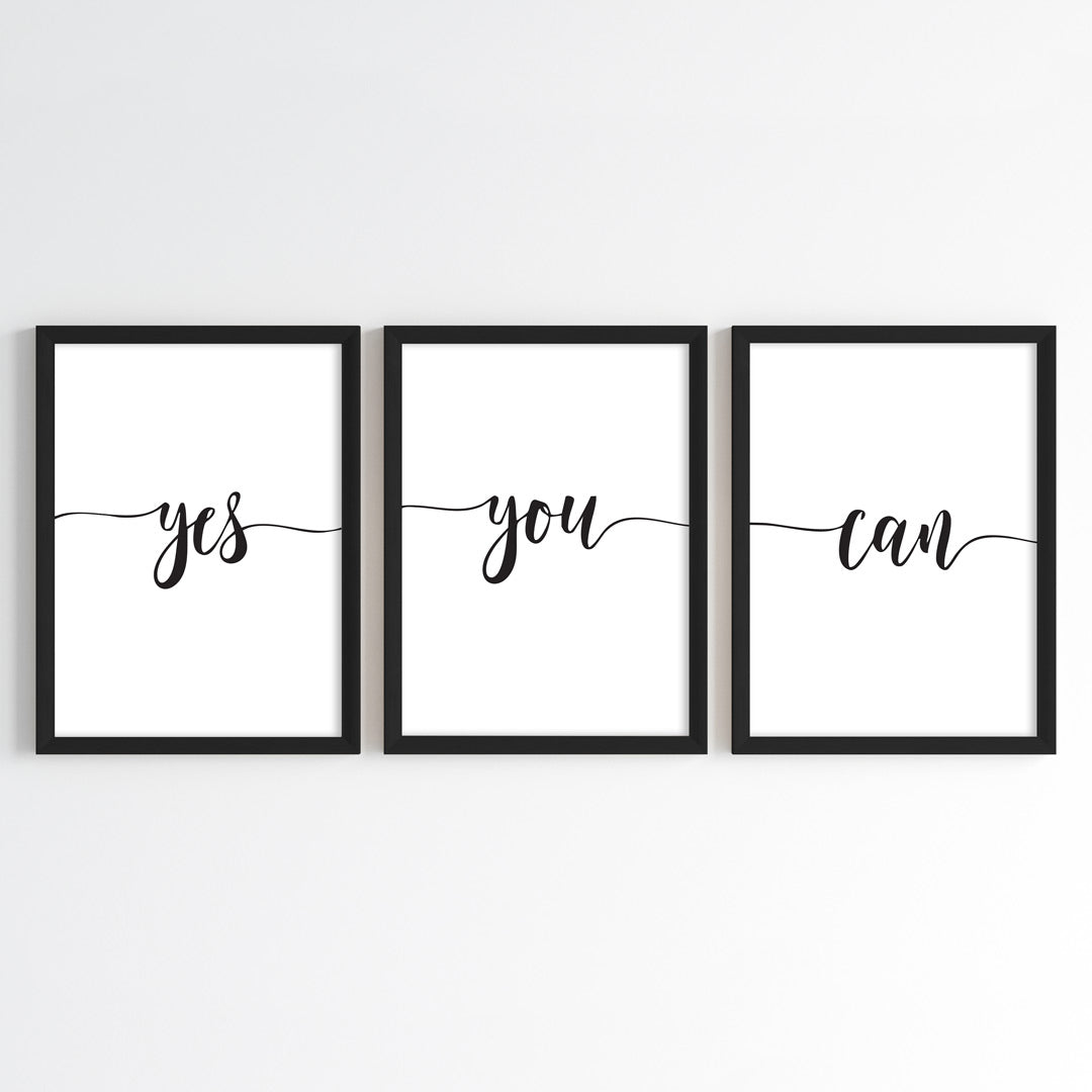 Yes You Can Wall Art (Framed Set of 3)