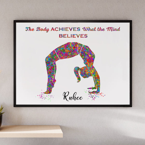 Load image into Gallery viewer, &#39;Yoga Backbend Pose&#39; Personalized Wall Art (Framed)
