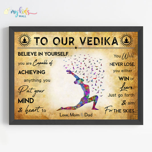 Yoga Warrior Pose Personalized Motivational Wall Art (Framed)