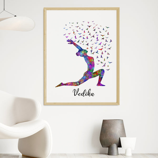Load image into Gallery viewer, &#39;Yoga Warrior Pose&#39; Personalized Wall Art (Big Frame)
