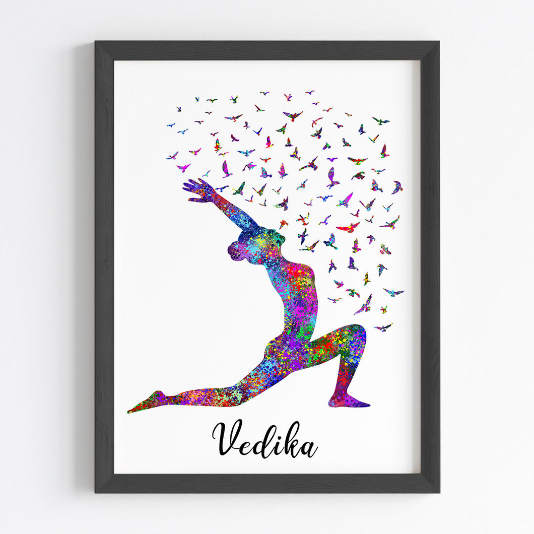 'Yoga Warrior Pose' Personalized Wall Art (Framed)