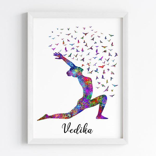 Load image into Gallery viewer, &#39;Yoga Warrior Pose&#39; Personalized Wall Art (Framed)
