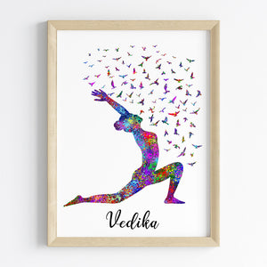 'Yoga Warrior Pose' Personalized Wall Art (Framed)