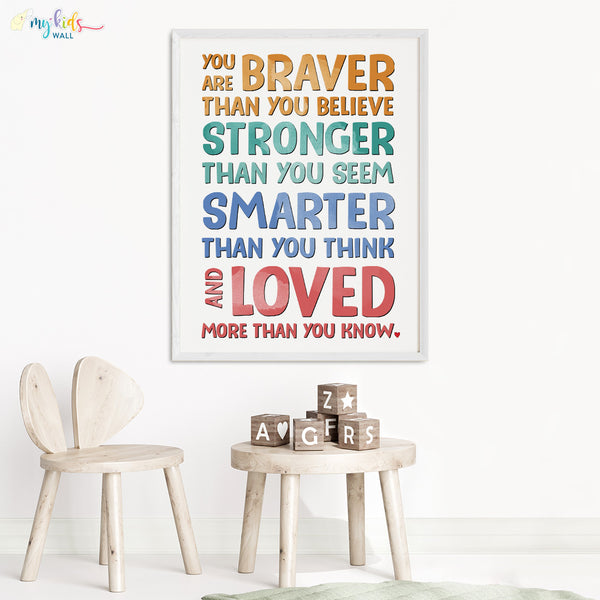 Load image into Gallery viewer, &#39;You Are Braver&#39; Inspirational Wall Art (Big Frame)
