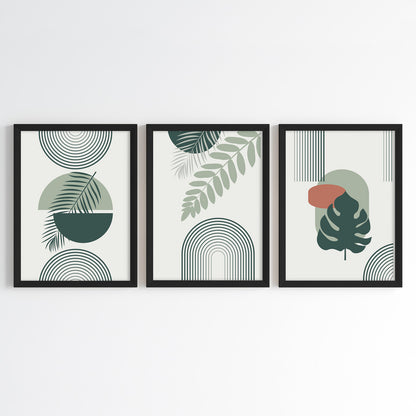Abstract Botanical Fusion Wall Art (Framed Set of 3)