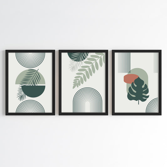 Abstract Botanical Fusion Wall Art (Framed Set of 3)