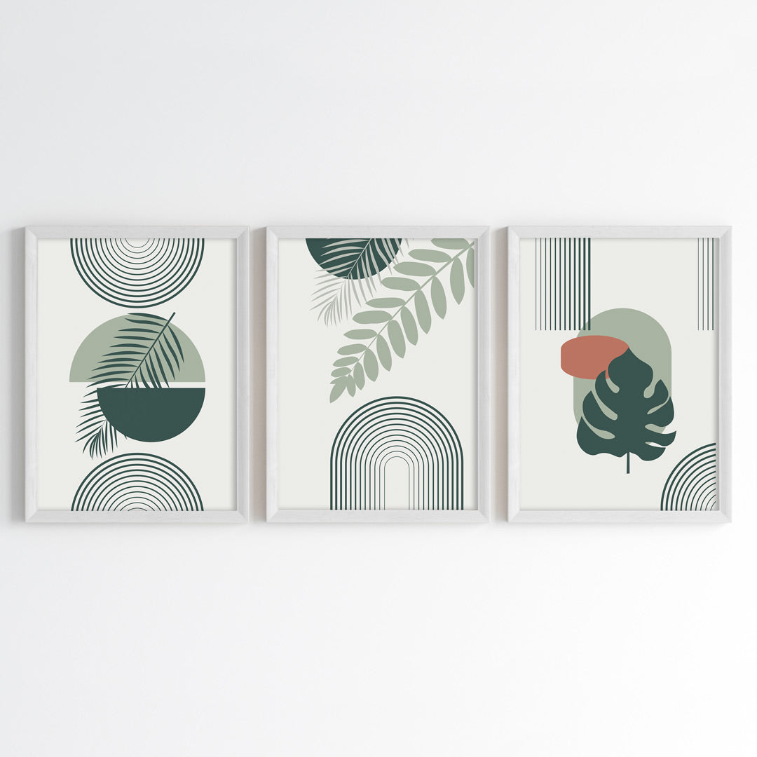 Abstract Botanical Fusion Wall Art (Framed Set of 3)