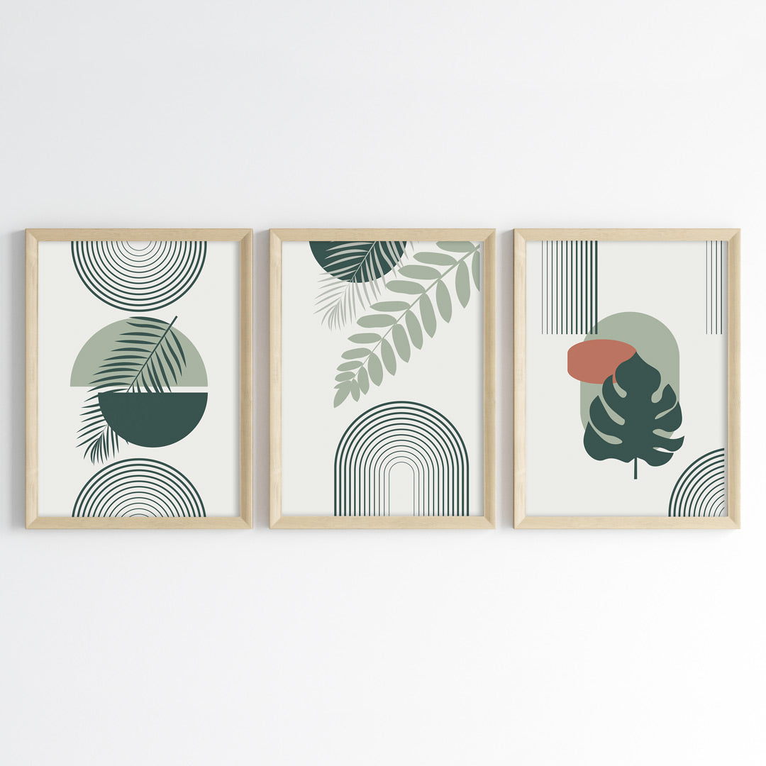 Abstract Botanical Fusion Wall Art (Framed Set of 3)