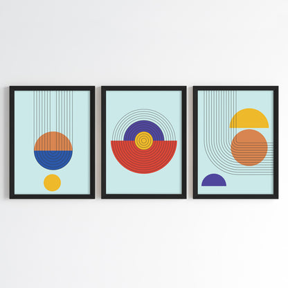 Abstract Color Orbit Wall Art (Framed Set of 3)