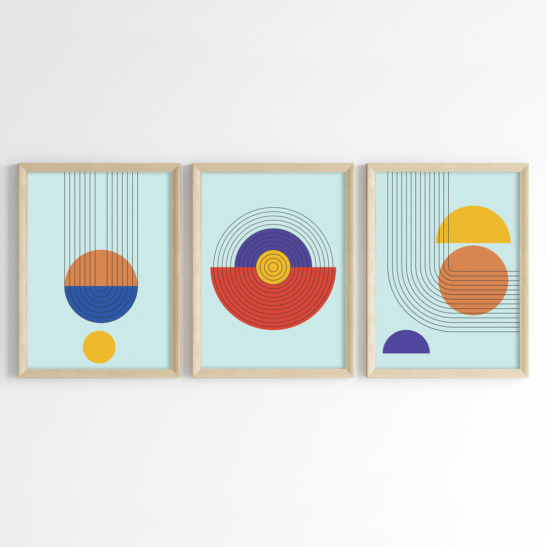 Abstract Color Orbit Wall Art (Framed Set of 3)