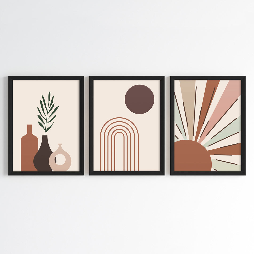 Abstract Earthy Palette Wall Art (Framed Set of 3)