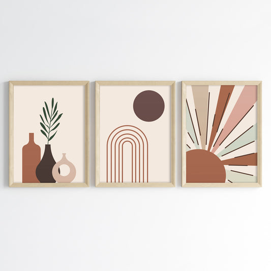 Abstract Earthy Palette Wall Art (Framed Set of 3)