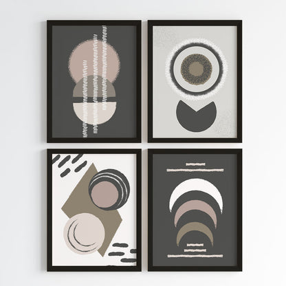 Abstract Neutral Geometry Wall Art (Framed Set of 4)