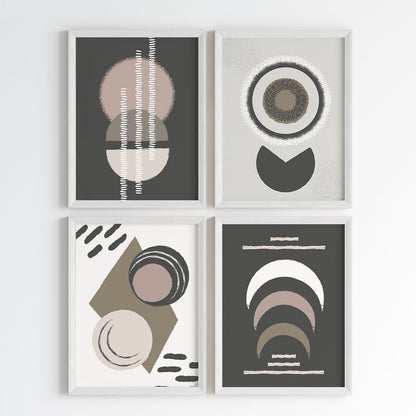 Abstract Neutral Geometry Wall Art (Framed Set of 4)