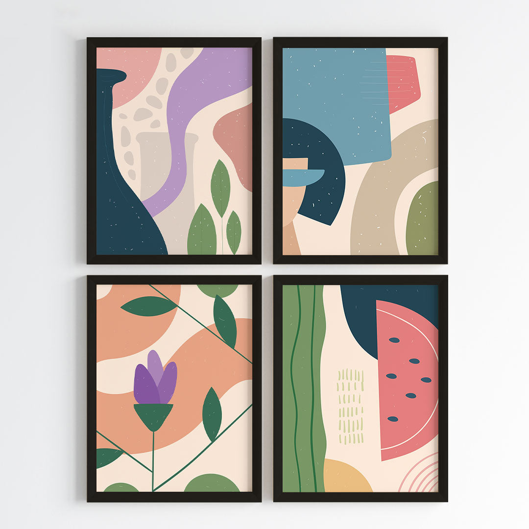 Abstract Organic Flow Wall Art (Framed Set of 4)