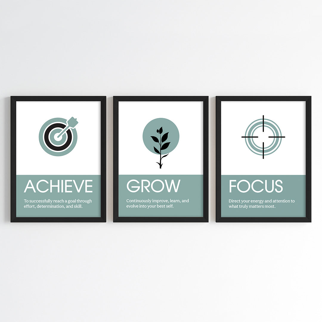 Achieve Grow Focus Wall Art (Framed Set of 3)