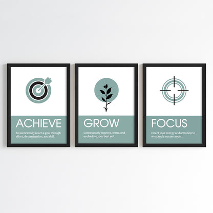 Achieve Grow Focus Wall Art (Framed Set of 3)