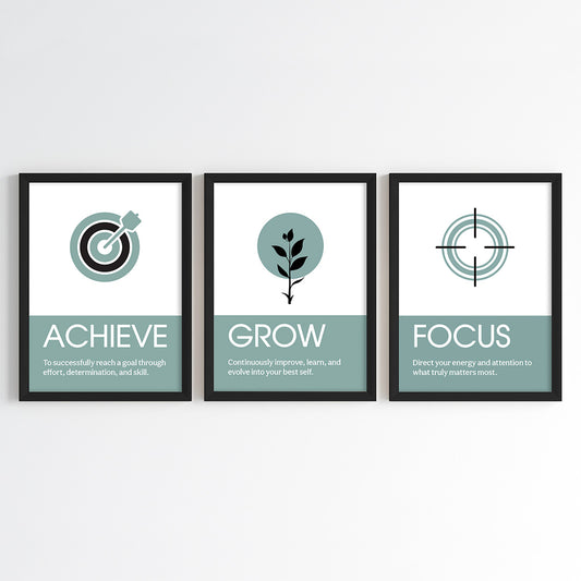 Achieve Grow Focus Wall Art (Framed Set of 3)