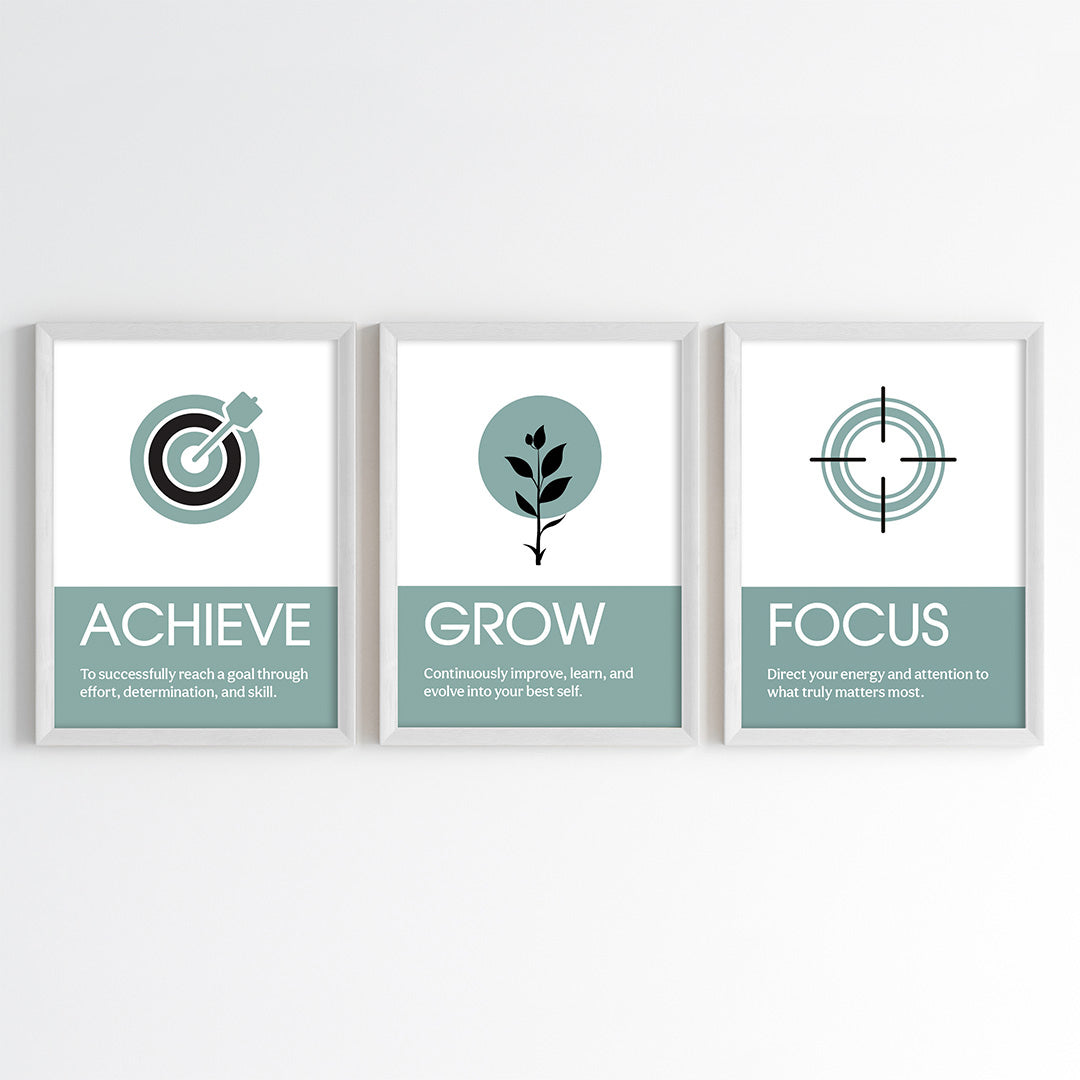 Achieve Grow Focus Wall Art (Framed Set of 3)