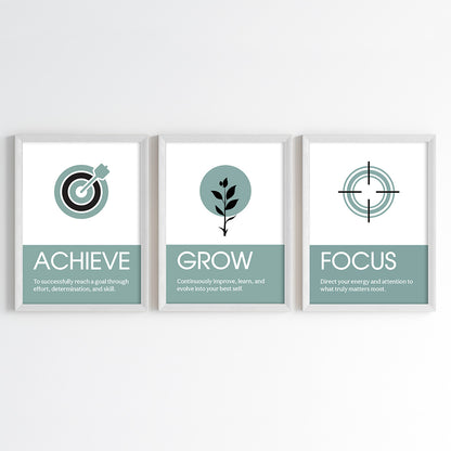 Achieve Grow Focus Wall Art (Framed Set of 3)
