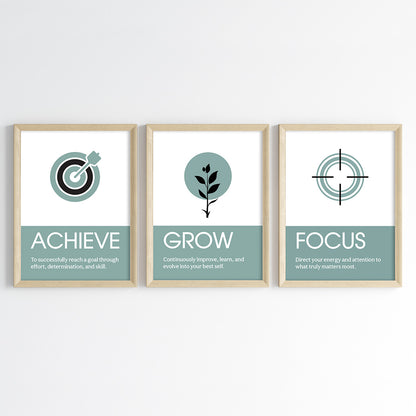 Achieve Grow Focus Wall Art (Framed Set of 3)
