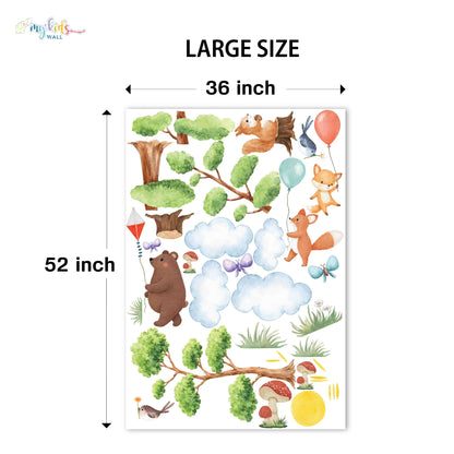 Adventure Forest Friends With Balloons Personalized Wall Stickers