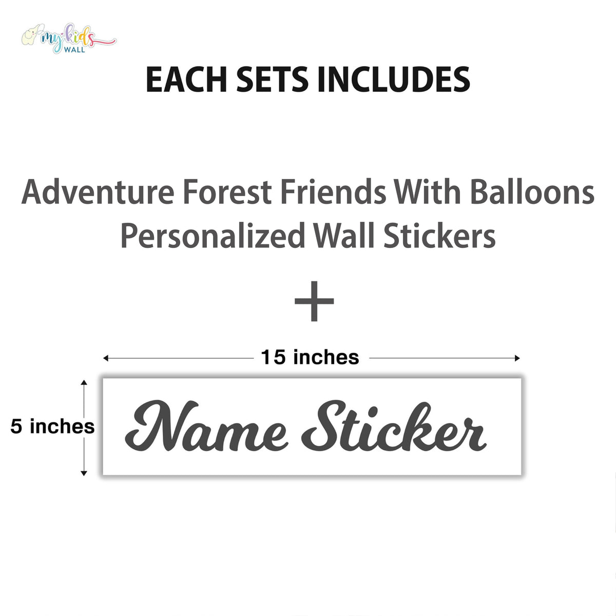 Adventure Forest Friends With Balloons Personalized Wall Stickers