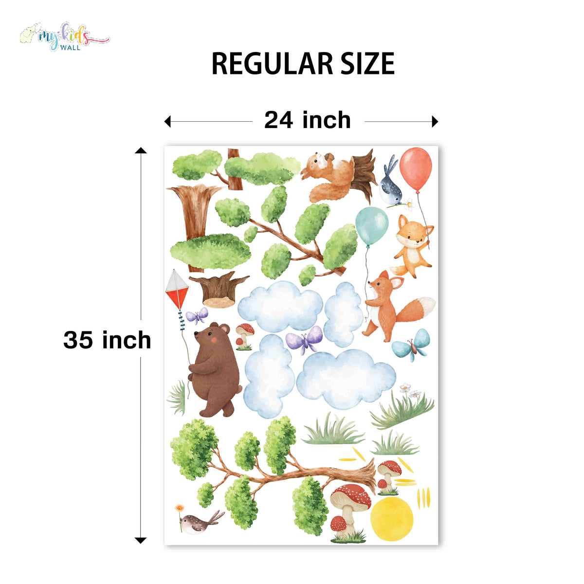 Adventure Forest Friends With Balloons Personalized Wall Stickers