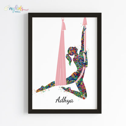 Aerial Yoga Girl Personalized Wall Art Framed Black