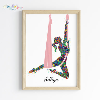 Aerial Yoga Girl Personalized Wall Art Framed Wooden