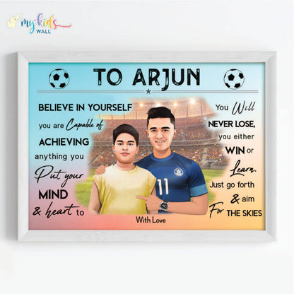 Football Champ with Sunil Chhetri Personalized Motivational Portrait (Framed) New