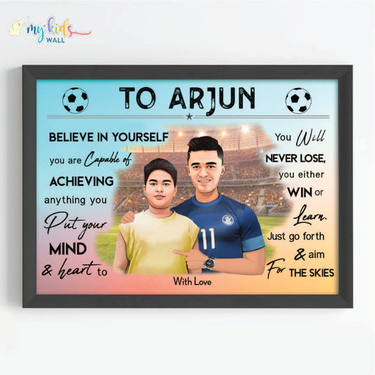 Football Champ with Sunil Chhetri Personalized Motivational Portrait (Framed) New