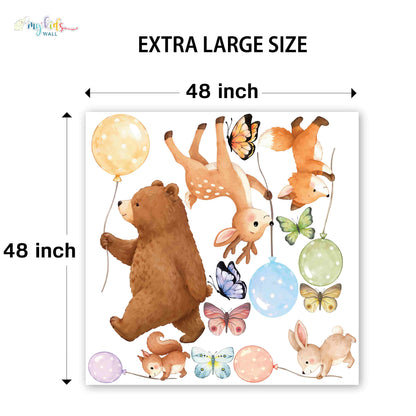 Animal Friends With Balloons Personalized Wall Stickers
