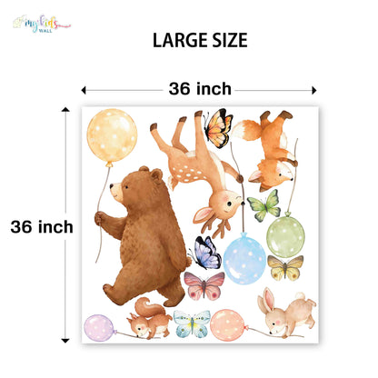 Animal Friends With Balloons Personalized Wall Stickers