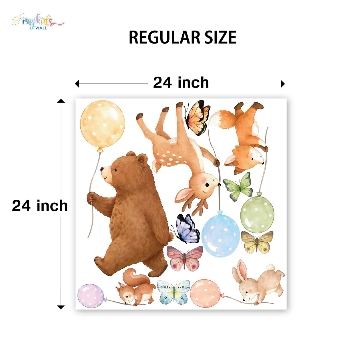 Animal Friends With Balloons Personalized Wall Stickers