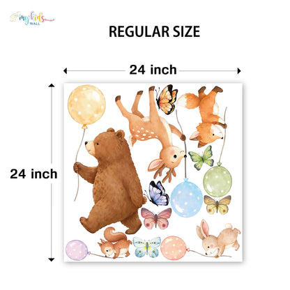 Animal Friends With Balloons Personalized Wall Stickers