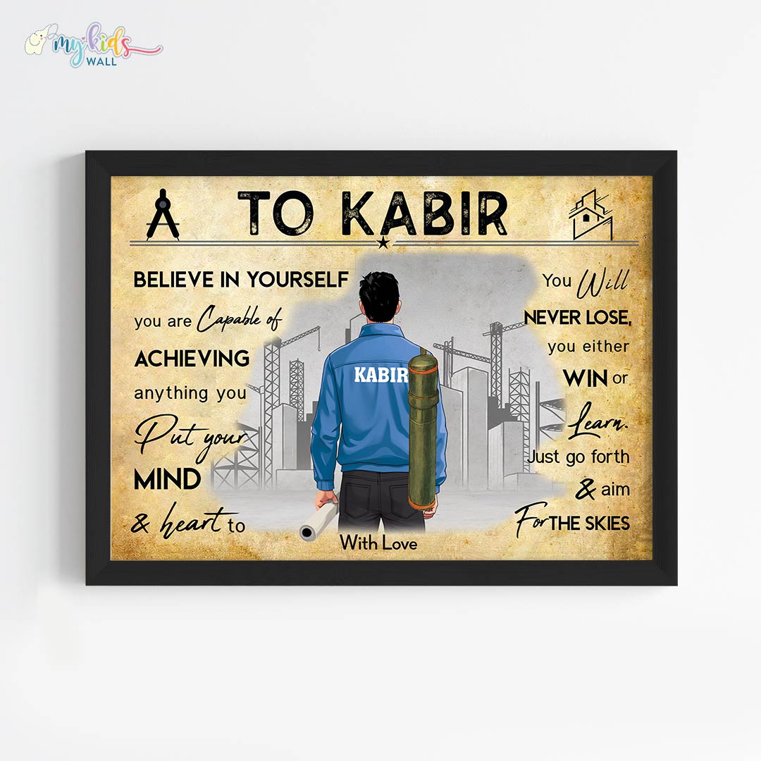 Motivational aspiring Architect boy black frame