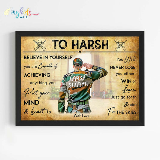 Aspiring ARMY officer motivational black wall frame