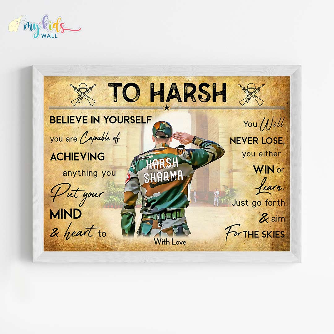 Aspiring ARMY officer motivational white wall frame