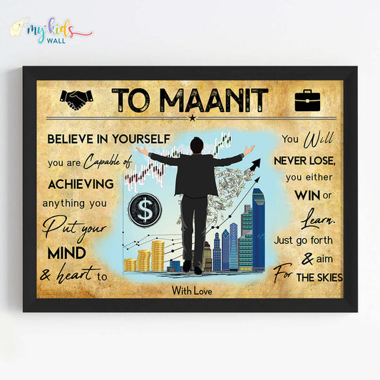 Aspiring businessman motivational black wall frame