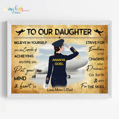 Aspiring pilot girl motivational white wall frame