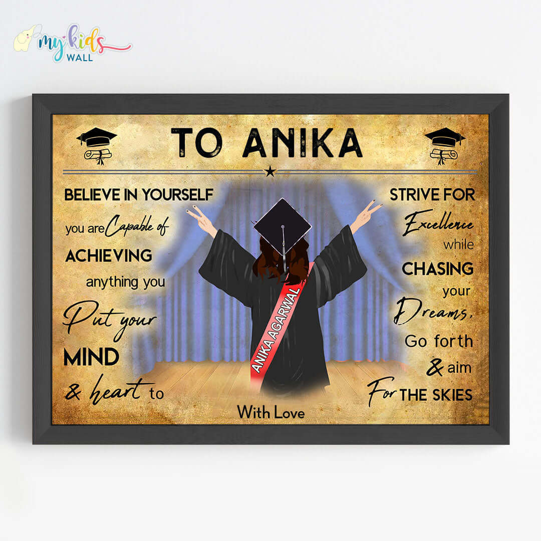 Aspiring professional graduate girl motivational black wall frame