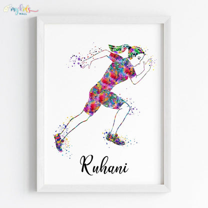 inspirational Runner girl black wall white frame