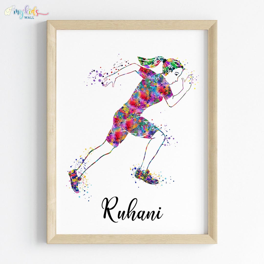 inspirational Runner girl black wall wooden frame