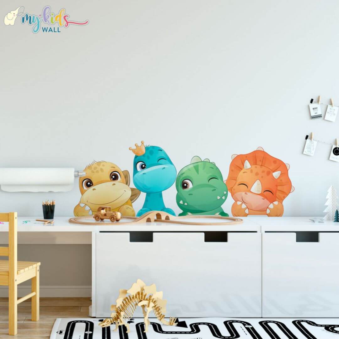 baby dinosaurs watercolor wall sticker